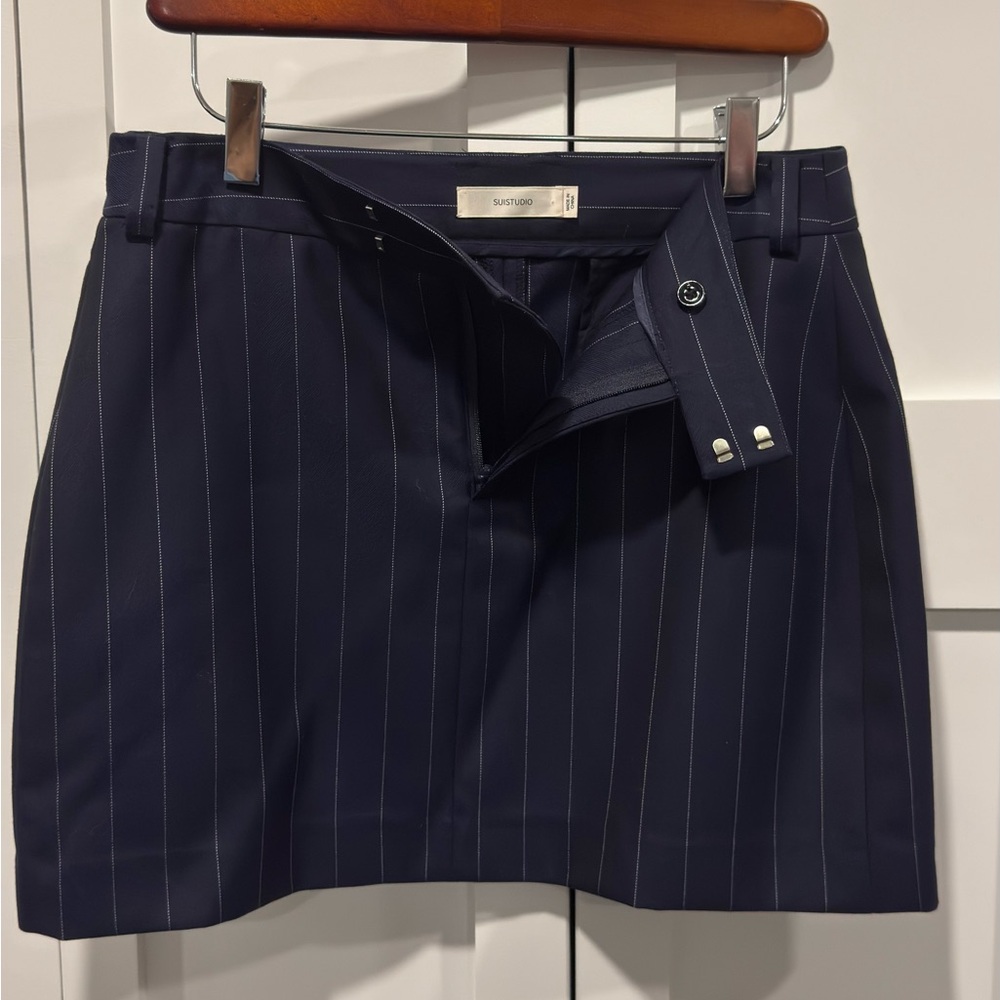 Suistudio Navy Pinstripe Mini Skirt
